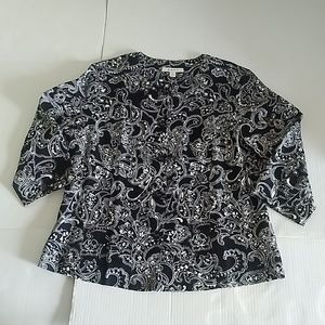 JM Colection Blouse Black & White Size 12